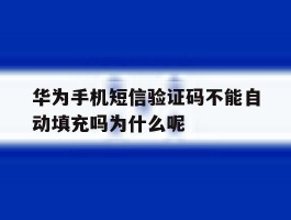 华为手机短信验证码不能自动填充吗为什么呢