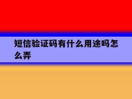 短信验证码有什么用途吗怎么弄