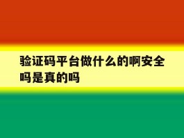 验证码平台做什么的啊安全吗是真的吗