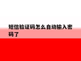 短信验证码怎么自动输入密码了