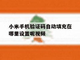 小米手机验证码自动填充在哪里设置呢视频