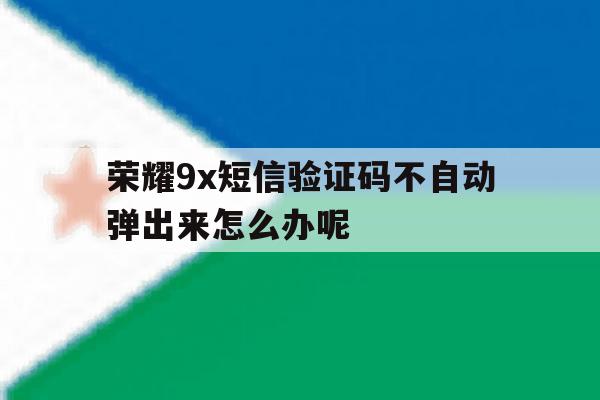 荣耀9x短信验证码不自动弹出来怎么办呢的简单介绍 荣耀9x短信验证码不自动弹出来怎么办呢的简单介绍