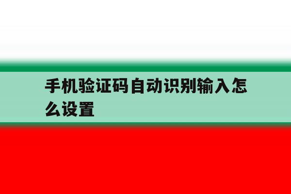 手机验证码自动识别输入怎么设置 手机验证码自动识别输入怎么设置