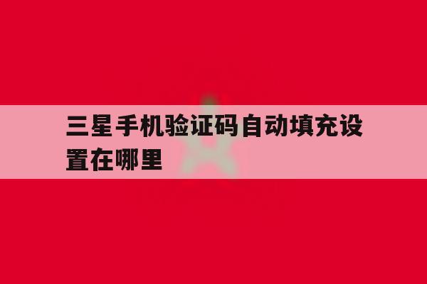 三星手机验证码自动填充设置在哪里 三星手机验证码自动填充设置在哪里