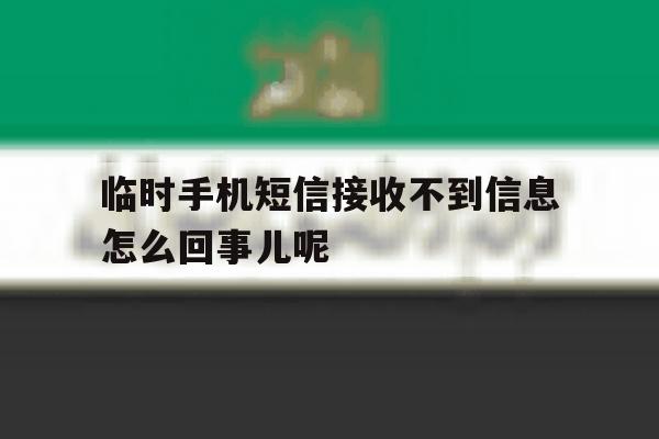 临时手机短信接收不到信息怎么回事儿呢 临时手机短信接收不到信息怎么回事儿呢