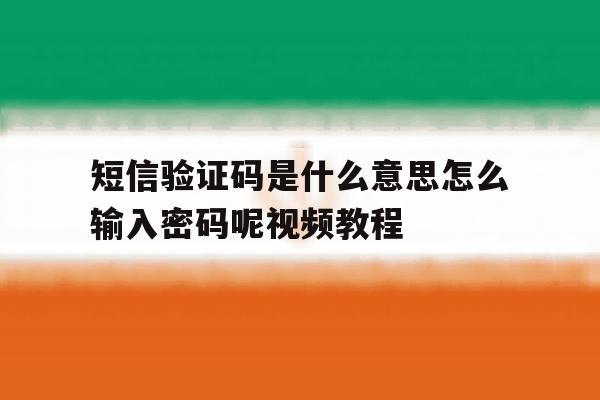 短信验证码是什么意思怎么输入密码呢视频教程的简单介绍 短信验证码是什么意思怎么输入密码呢视频教程的简单介绍