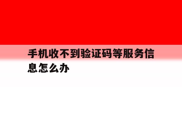 手机收不到验证码等服务信息怎么办 手机收不到验证码等服务信息怎么办