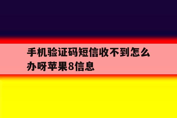 手机验证码短信收不到怎么办呀苹果8信息 手机验证码短信收不到怎么办呀苹果8信息